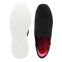 FUEL Gloria Women's Slip-On Shoes | Lightweight Casual Shoes | Soft Knitted Fabric Upper | Easy Slip-On Design | EVA Sole | Cushioned Footbed | Comfortable Everyday Footwear (Black)