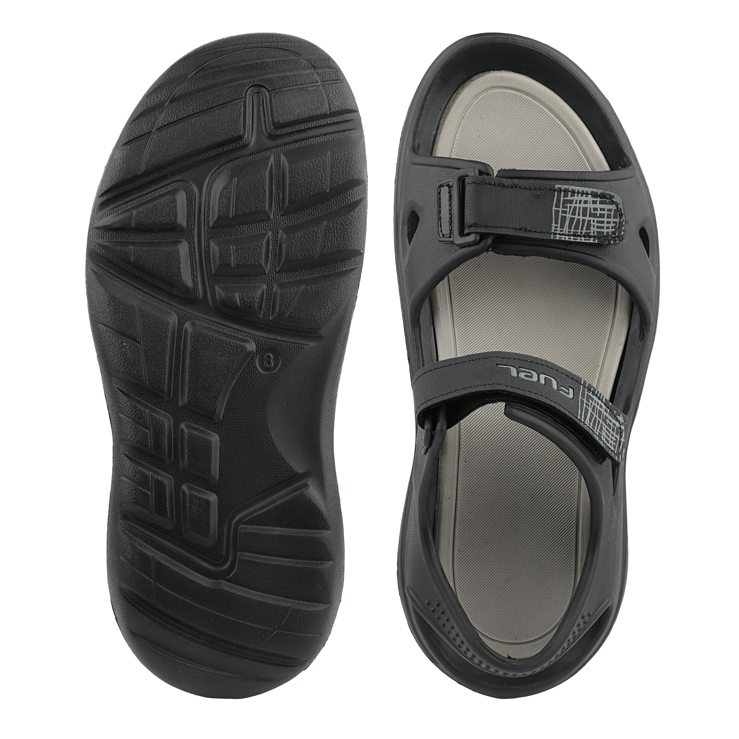 FUEL Jacob-01 Sports Sandal – Comfortable & Durable EVA Footwear with Adjustable Velcro Closure and Cushioned Footbed for Walking, Casual Wear & Outdoor Activities (Black)