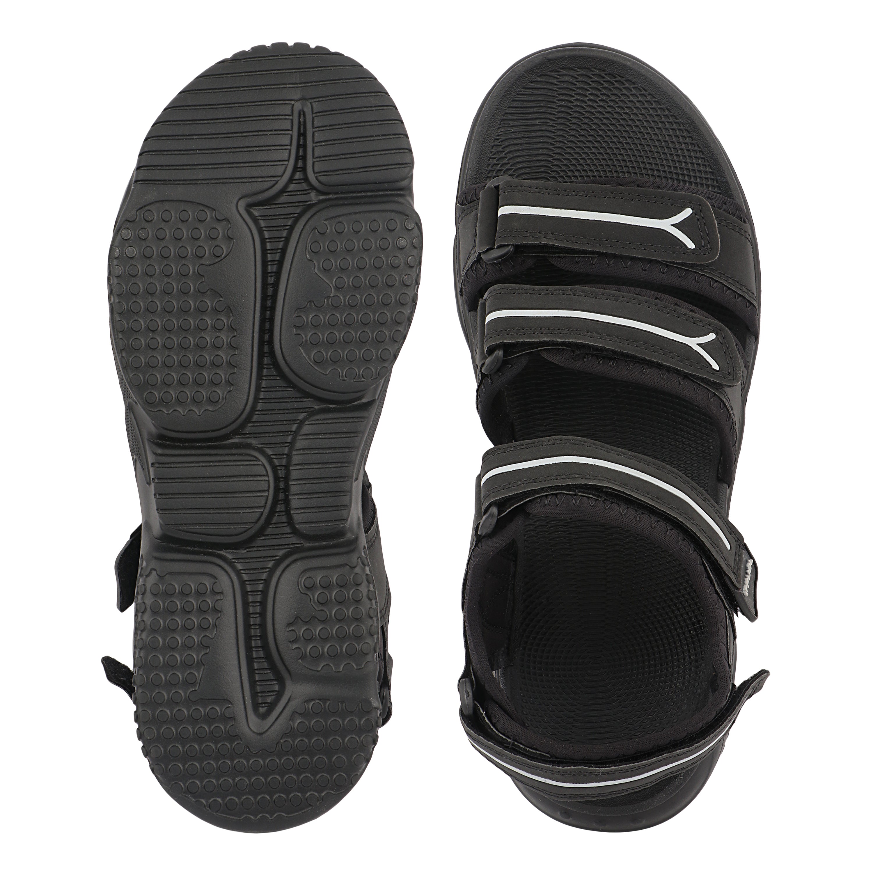 FUEL Keta Chunky Sandals for Men – Comfortable Lycra + Rexine Upper with Velcro Closure, Cushioned Footbed & Lightweight EVA Sole for Casual and Regular Wear (Black)