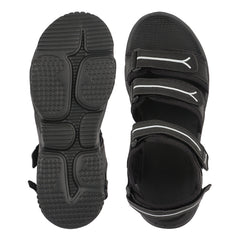 FUEL Keta Chunky Sandals for Men – Comfortable Lycra + Rexine Upper with Velcro Closure, Cushioned Footbed & Lightweight EVA Sole for Casual and Regular Wear (Black)