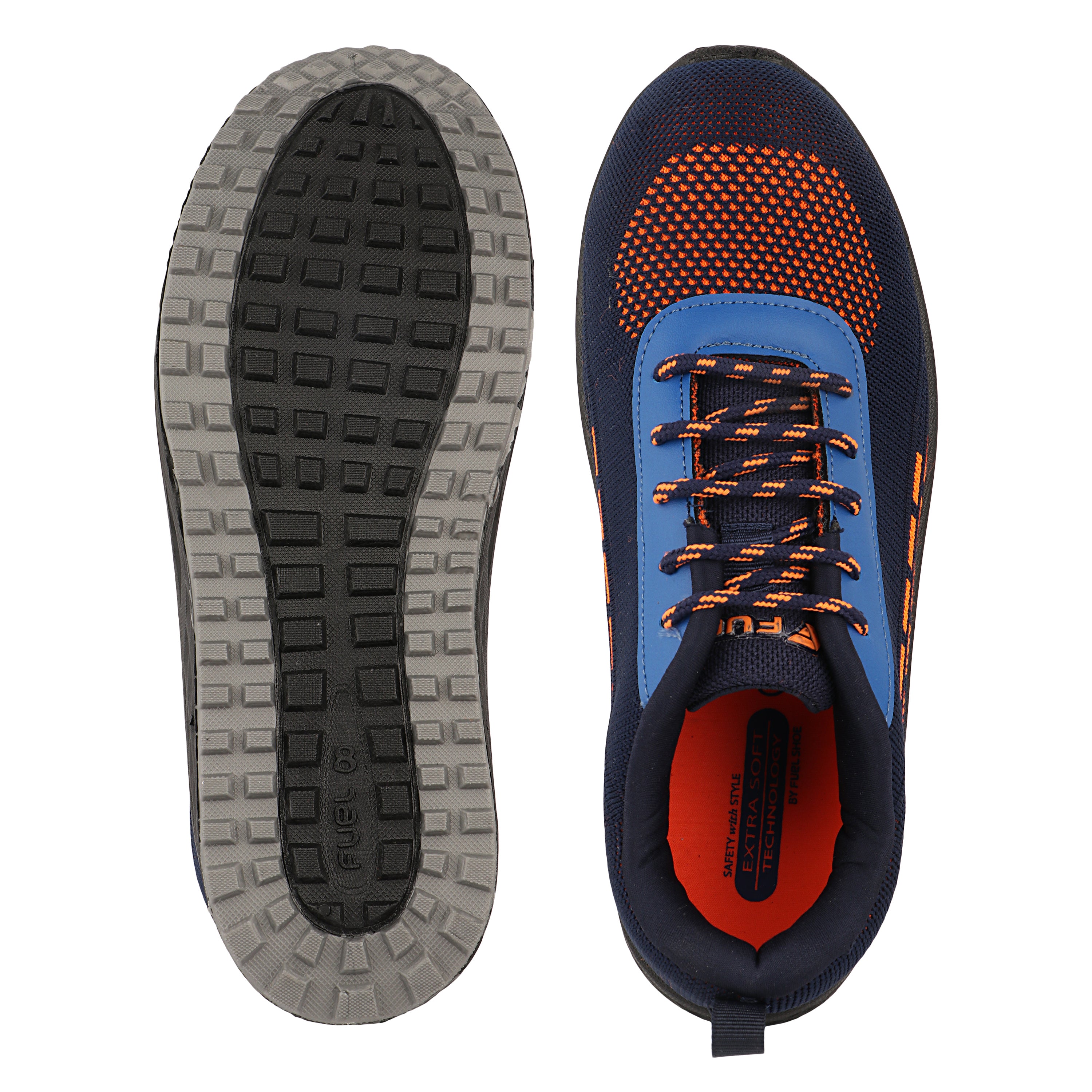 FUEL Armour 1 DD ISI Marked Strong Knitting Upper Breathable Safety Shoes for Men's Steel Toe Cap With Double Density Rubberized PVC Sole (Navy)