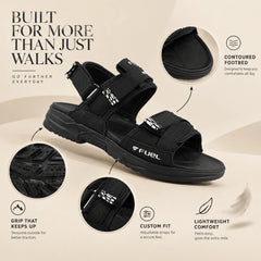 FUEL Combat-01 Breathable & Anti-Skid Outdoor Sandals For Men's (Black)
