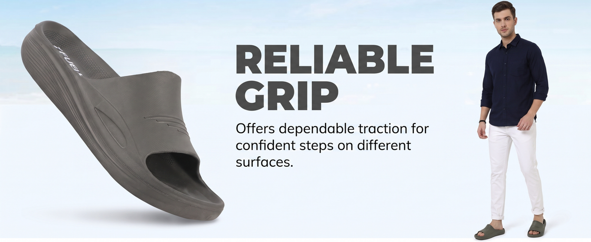 FUEL Cloud Cushioned Footbed and Lightweight Slip-On Design with Anti-Slip Sole for Men's (Black)