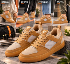 FUEL Nava-08 Lightweight Casual & Running Shock-Absorbing Comfort TPR Sole Sports Shoes for Men's (Beige)