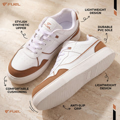 FUEL TED Trendy Lace-Up Sneakers for Men with Non-Slip Sole (Yellow)