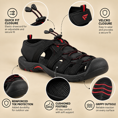 FUEL Soldier-06 Stylish Outdoor Fisherman Sandals Men (Black)