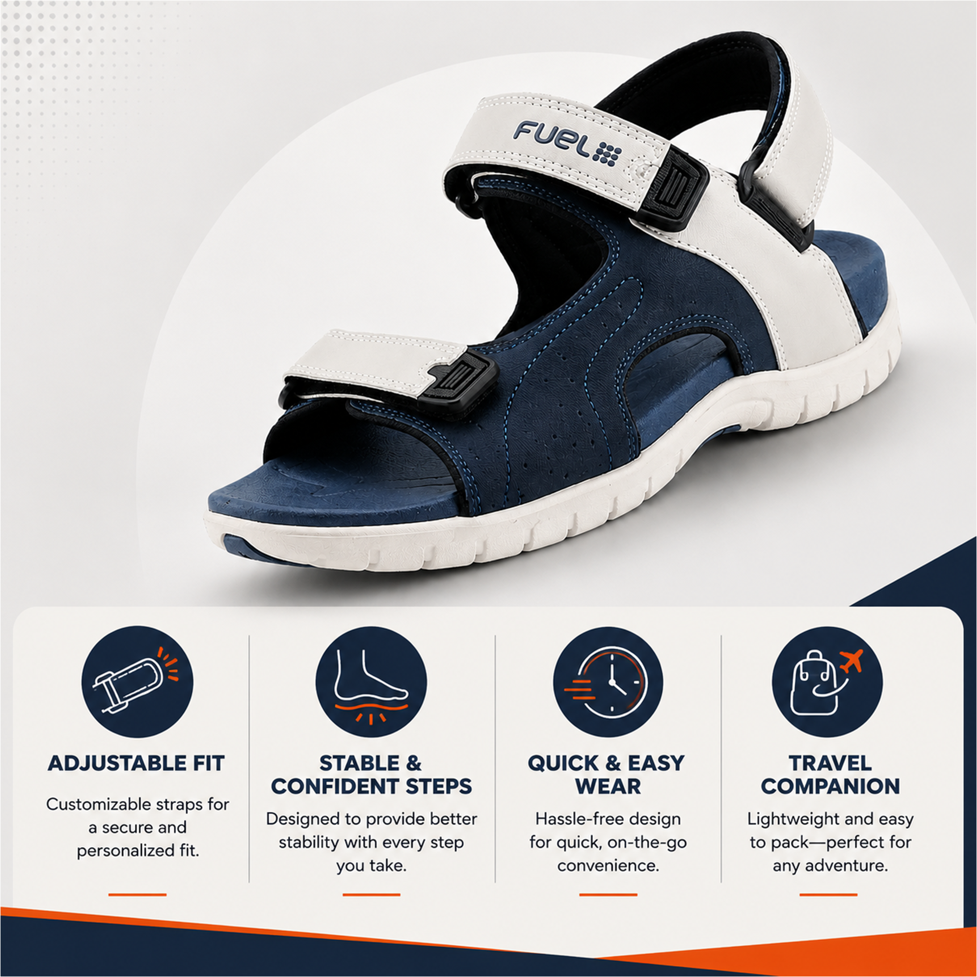 FUEL 2112-02 Men’s Outdoor Comfortable Daily Wear Sports Sandals (Blue)