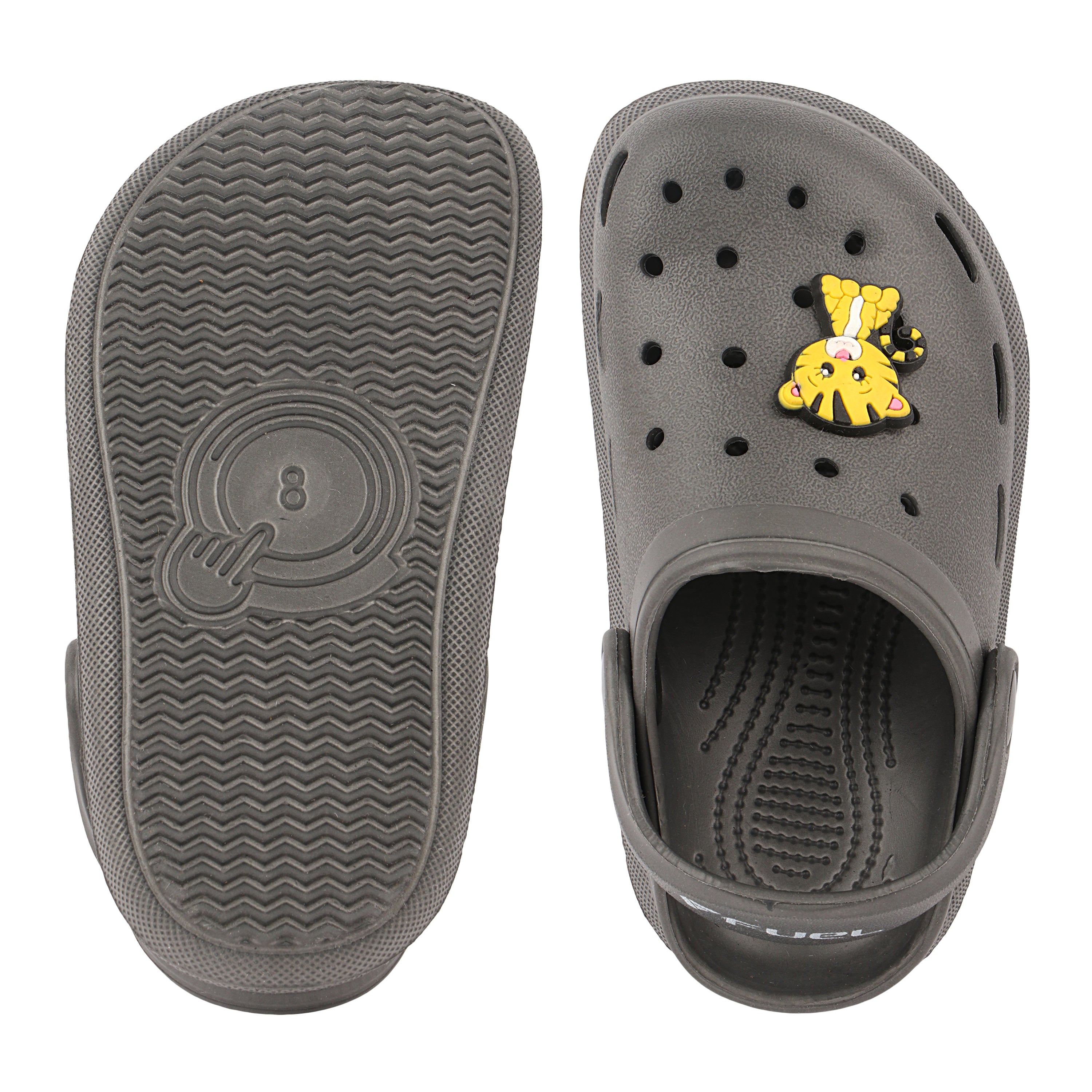 FUEL Hooper Lightweight & Comfortable Pull-On Casual Clogs with Cushioned Footbed for Kids (D.Grey)