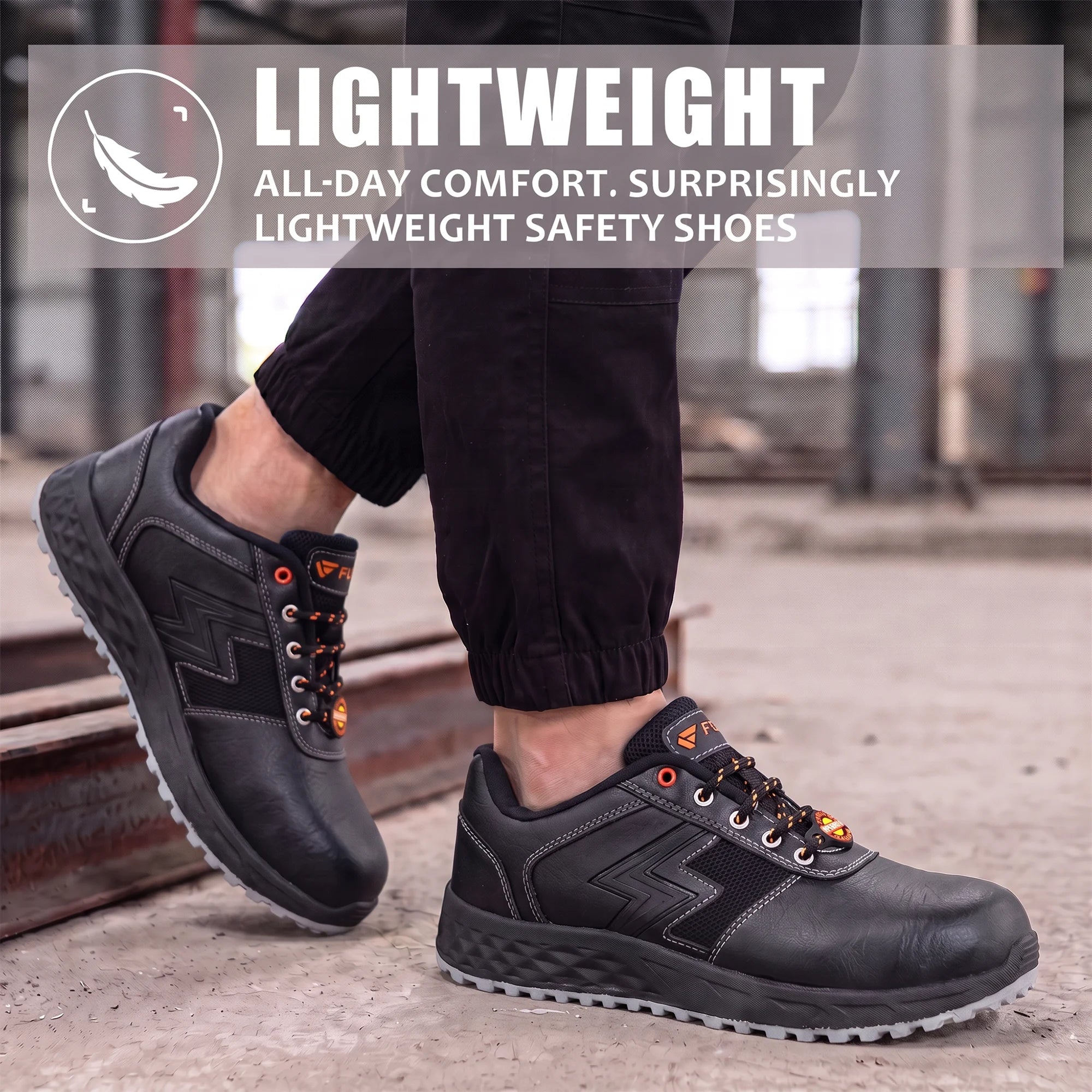 FUEL Gravix Synthetic Upper & PVC double density Sole Industrial Steel Toe Safety Shoes for Men (Black)