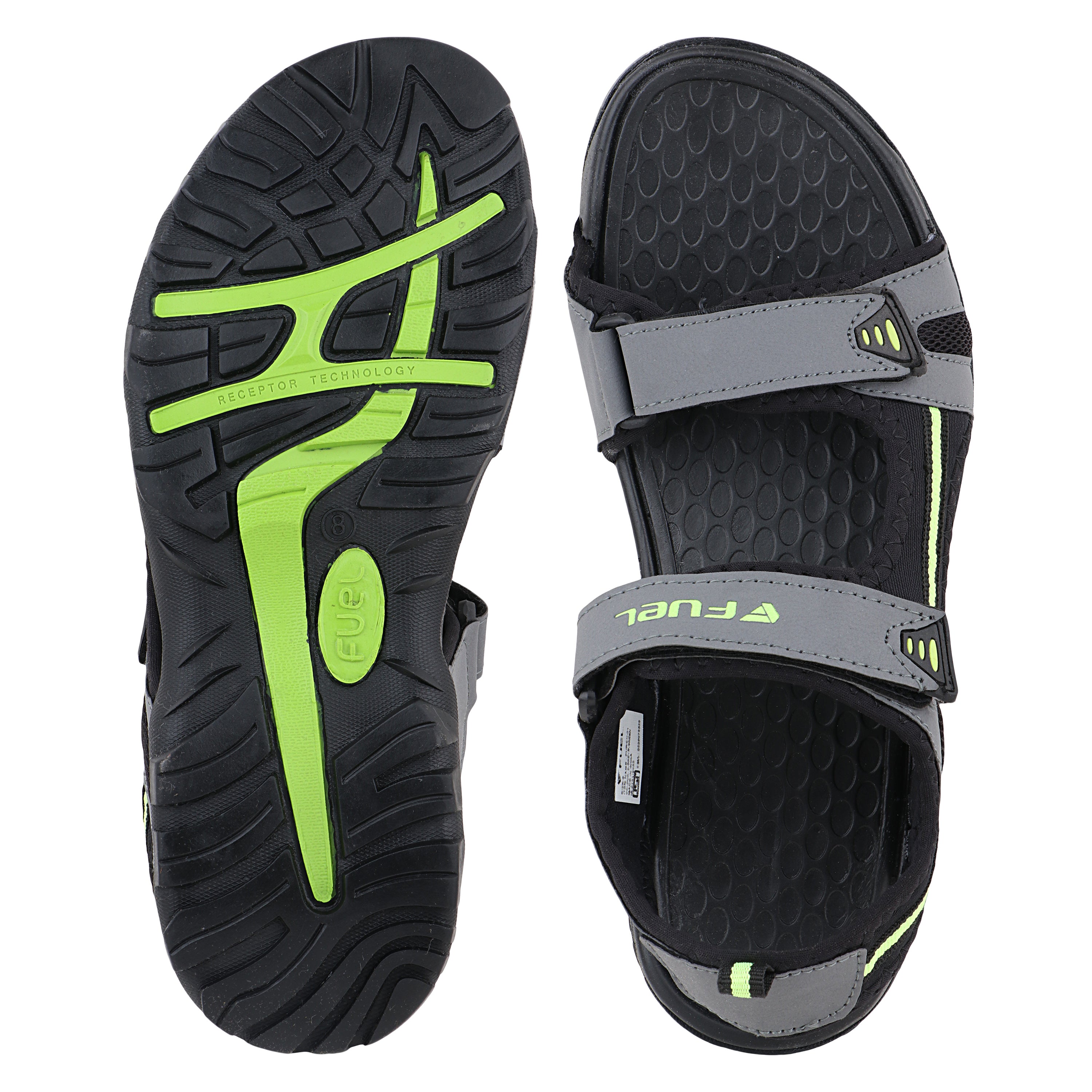 FUEL Punch-04 Trendy & Comfortable with Soft Cushioned Insole Sports Sandals for Men (Grey)