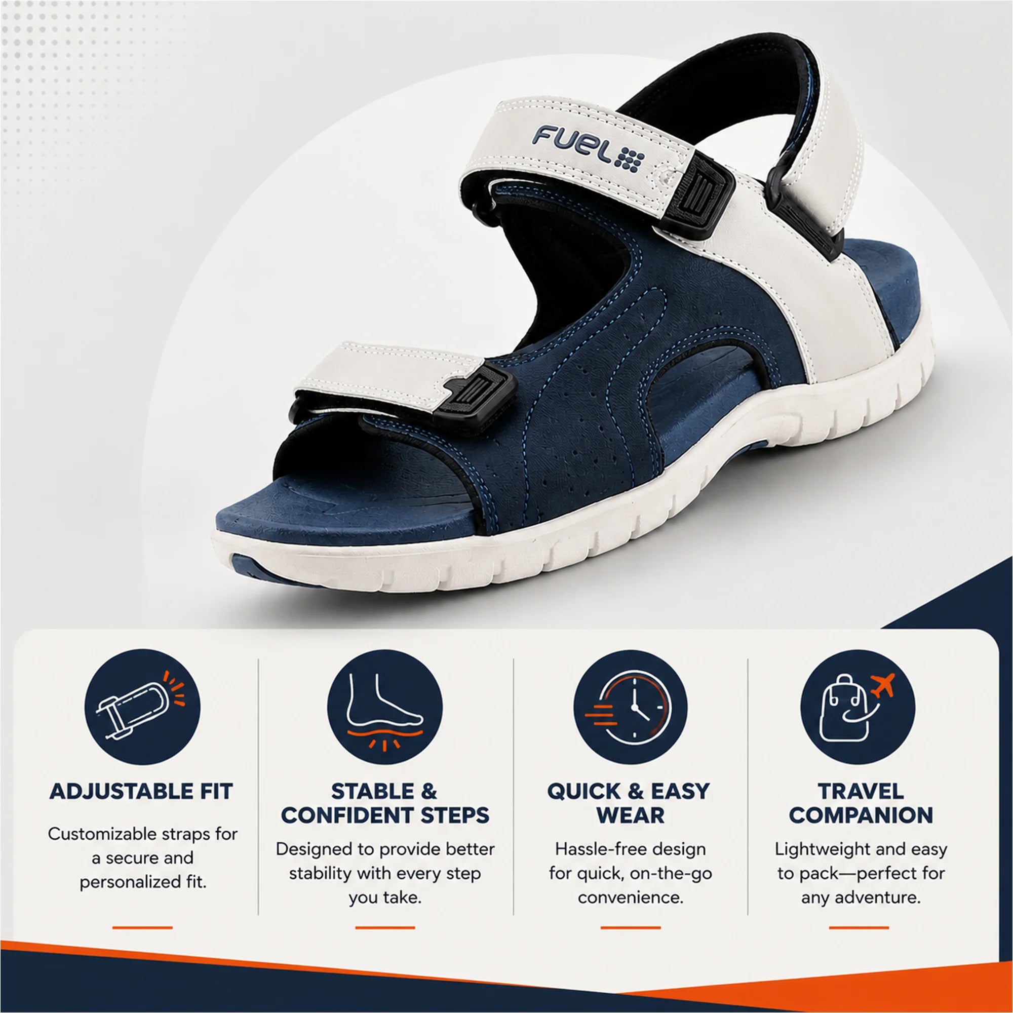 FUEL 2112-02 Men’s Outdoor Comfortable Daily Wear Sports Sandals (Blue)