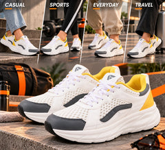 FUEL Nava-03 Comfortable & Light weight Trendy Sports Shoes for Men (White-yellow)