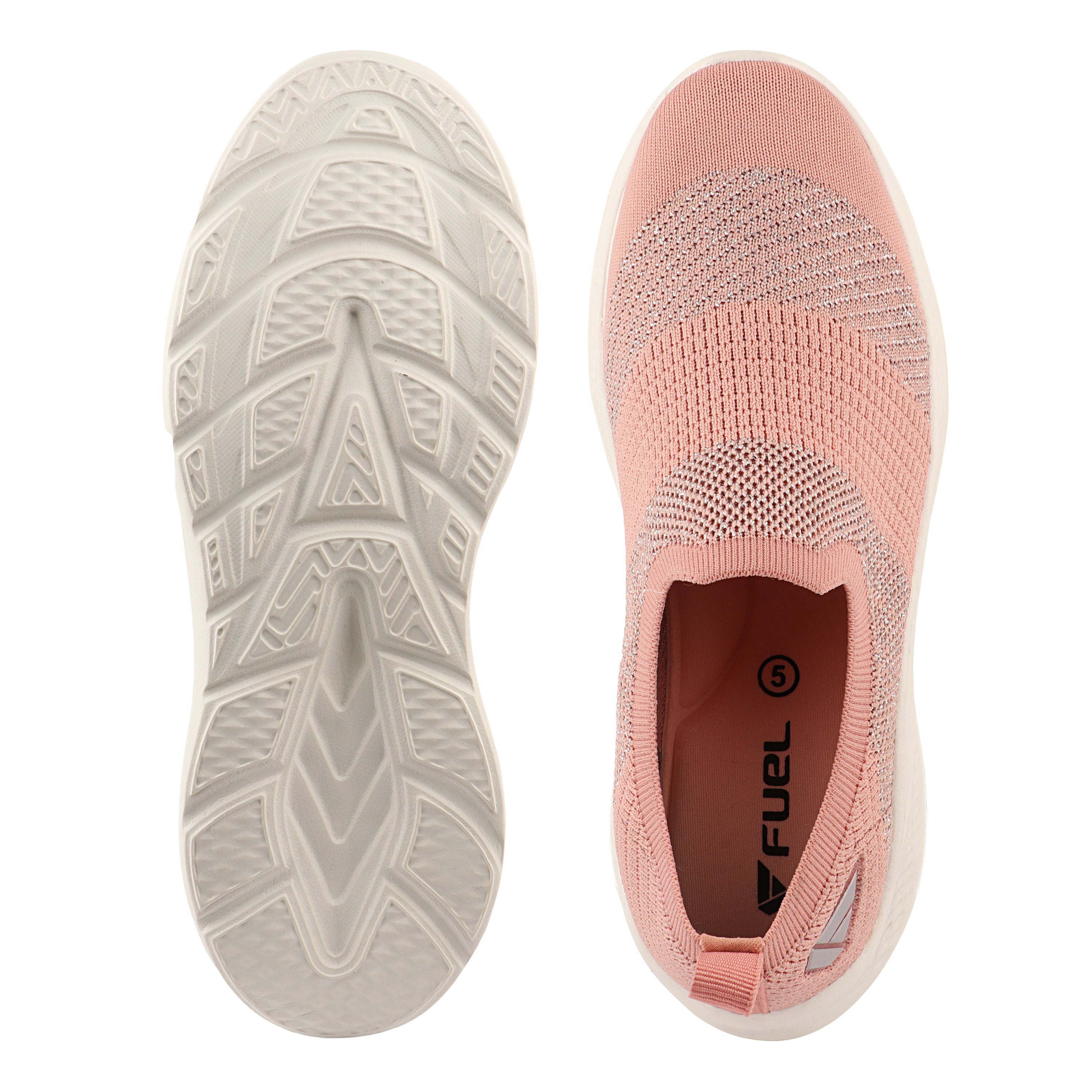 FUEL Sparkle Lightweight & Comfortable Casual Slip-On Daily Wear Sports Shoes for Women's (Peach)
