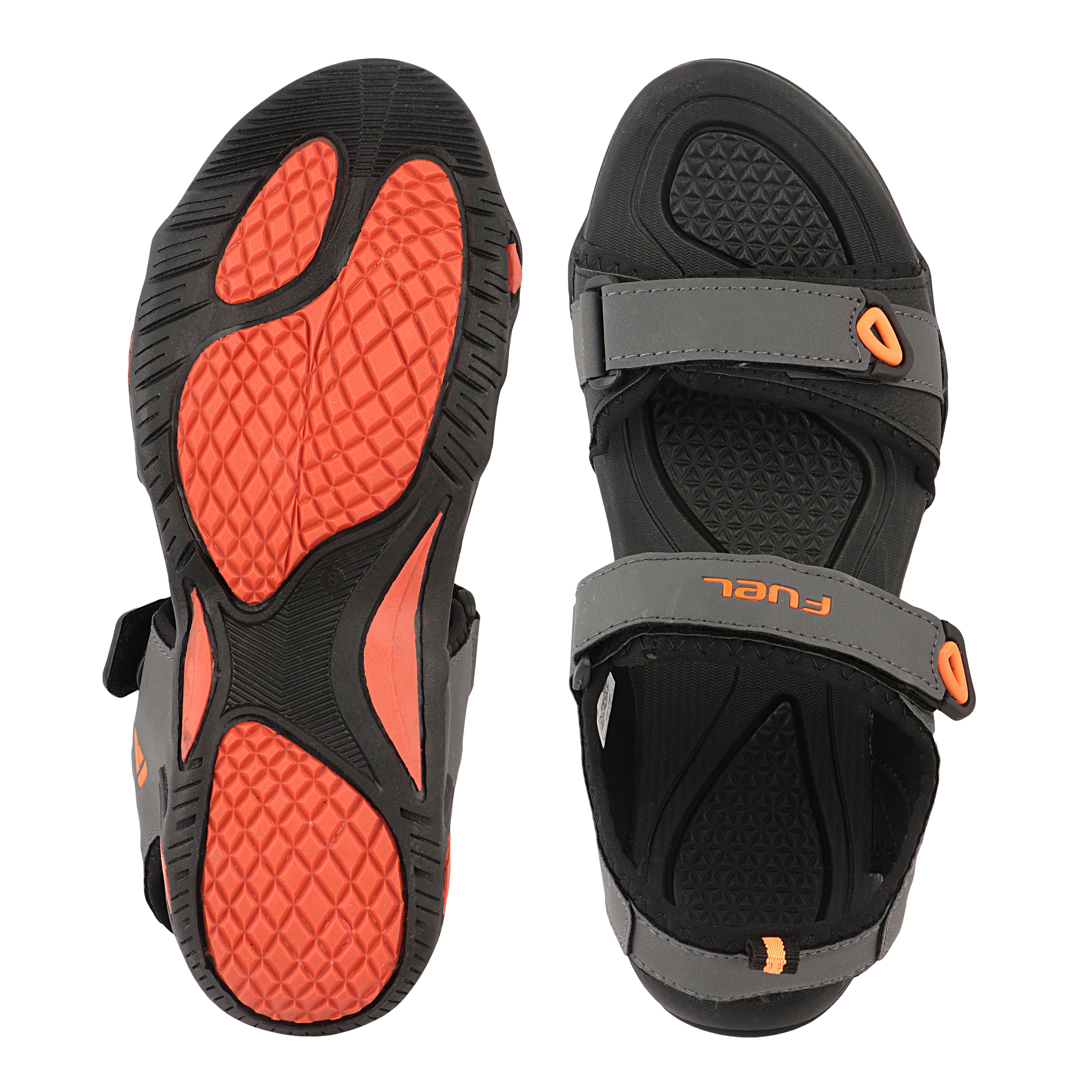 FUEL Vento-02 Comfortable & Light-weight Sandals For Men's (Grey-Orange)