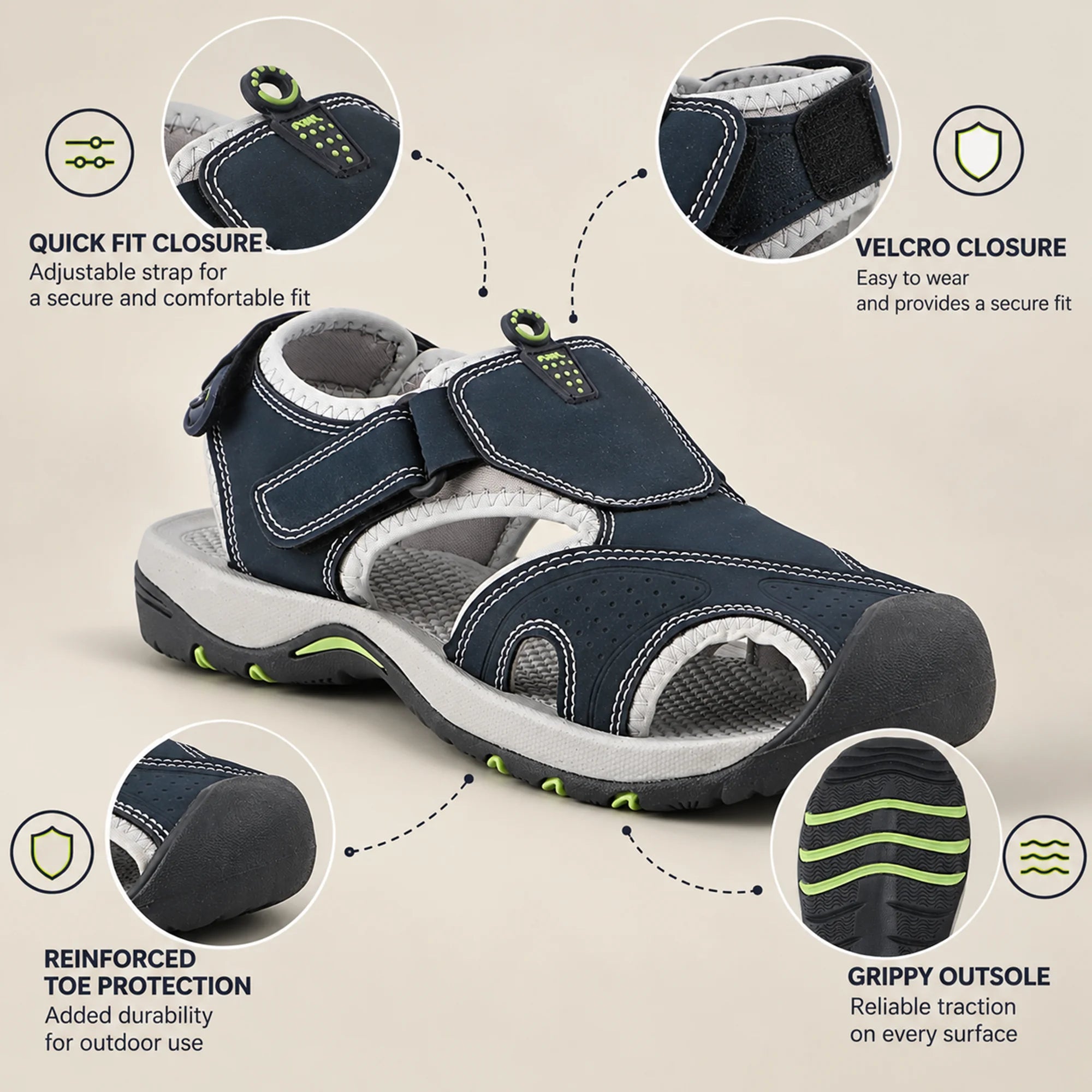 FUEL Soldier-04 Fisherman Sandals for Men (Navy)