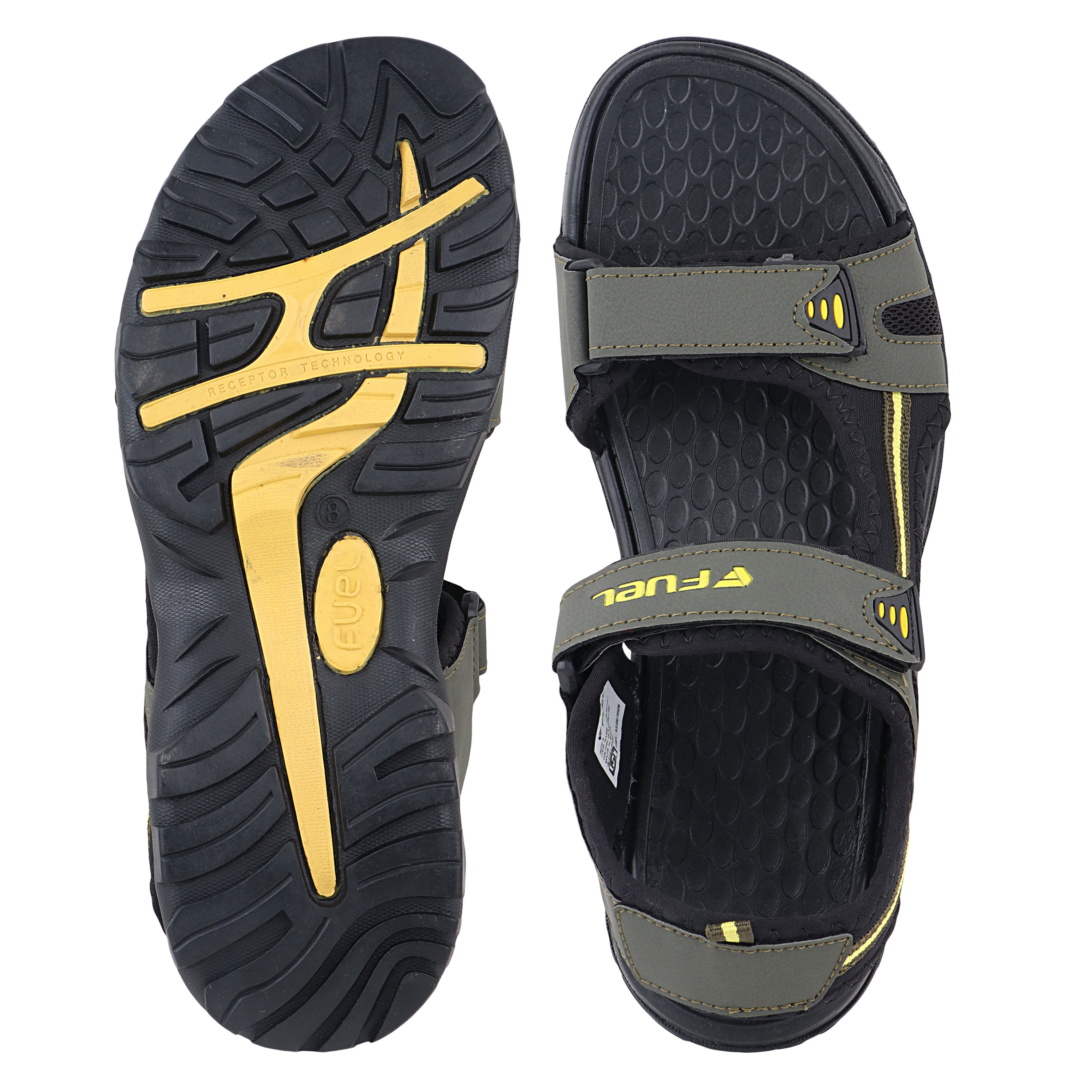 FUEL Punch-04 Trendy & Comfortable with Soft Cushioned Insole Sports Sandals for Men (Olive)