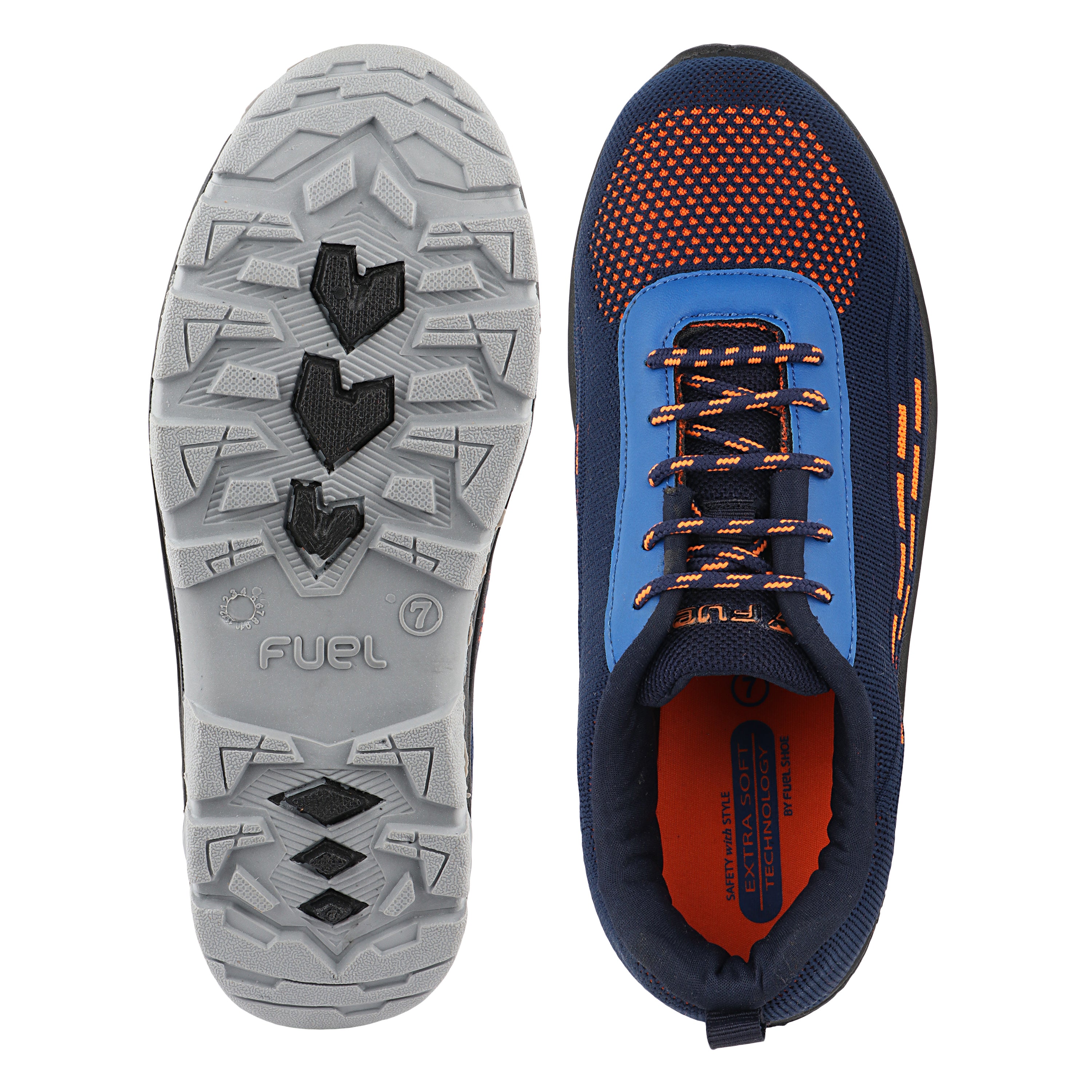 FUEL Armour 1 DD ISI Marked Strong Knitting Upper Breathable Safety Shoes for Men's Steel Toe Cap With Double Density Rubberized PVC Sole (Navy)