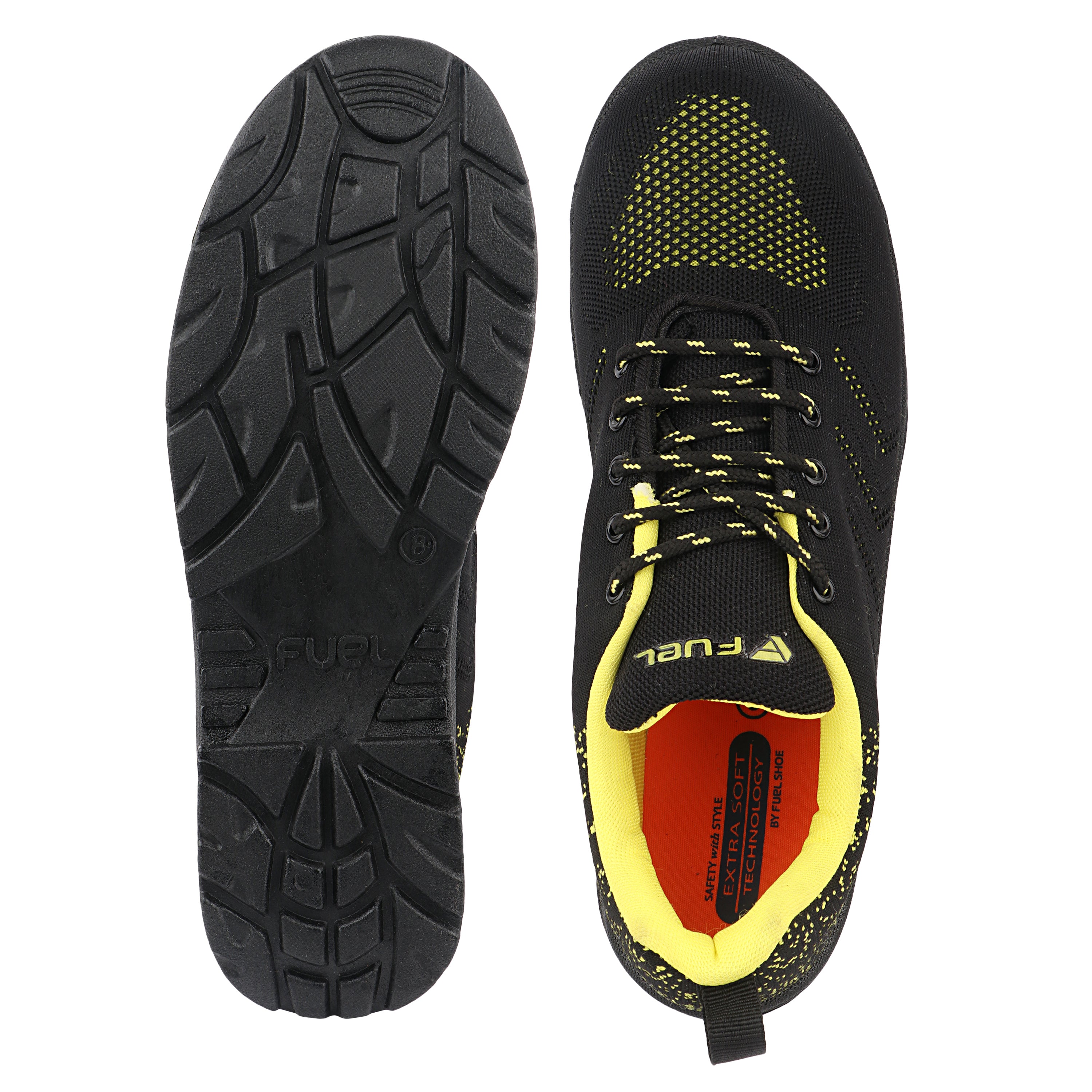 FUEL Arsenal Lightweight Safety Shoes for Men – Durable Industrial Sports Design with Strong Knitted Upper, PVC Sole, and 100J Metallic Toe Cap (UK 6–11)