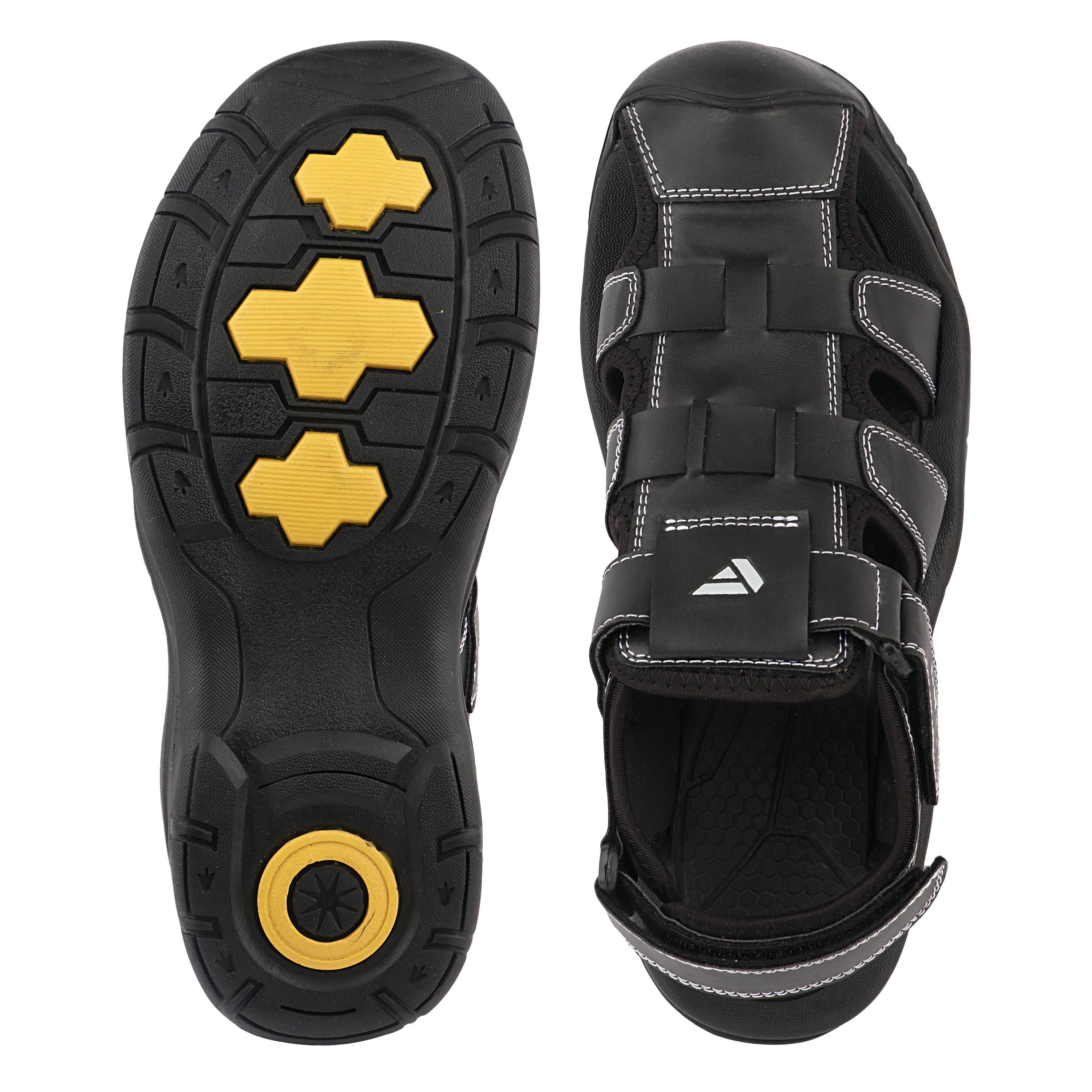 FUEL Commando-1 Comfortable Outdoor & Daily Wear  Men’s Flexible Fisherman Sandals with Protective Toe Cap (Black)