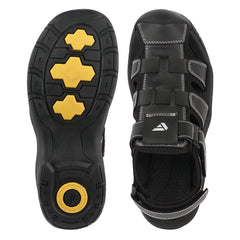 FUEL Commando-1 Comfortable Outdoor & Daily Wear  Men’s Flexible Fisherman Sandals with Protective Toe Cap (Black)