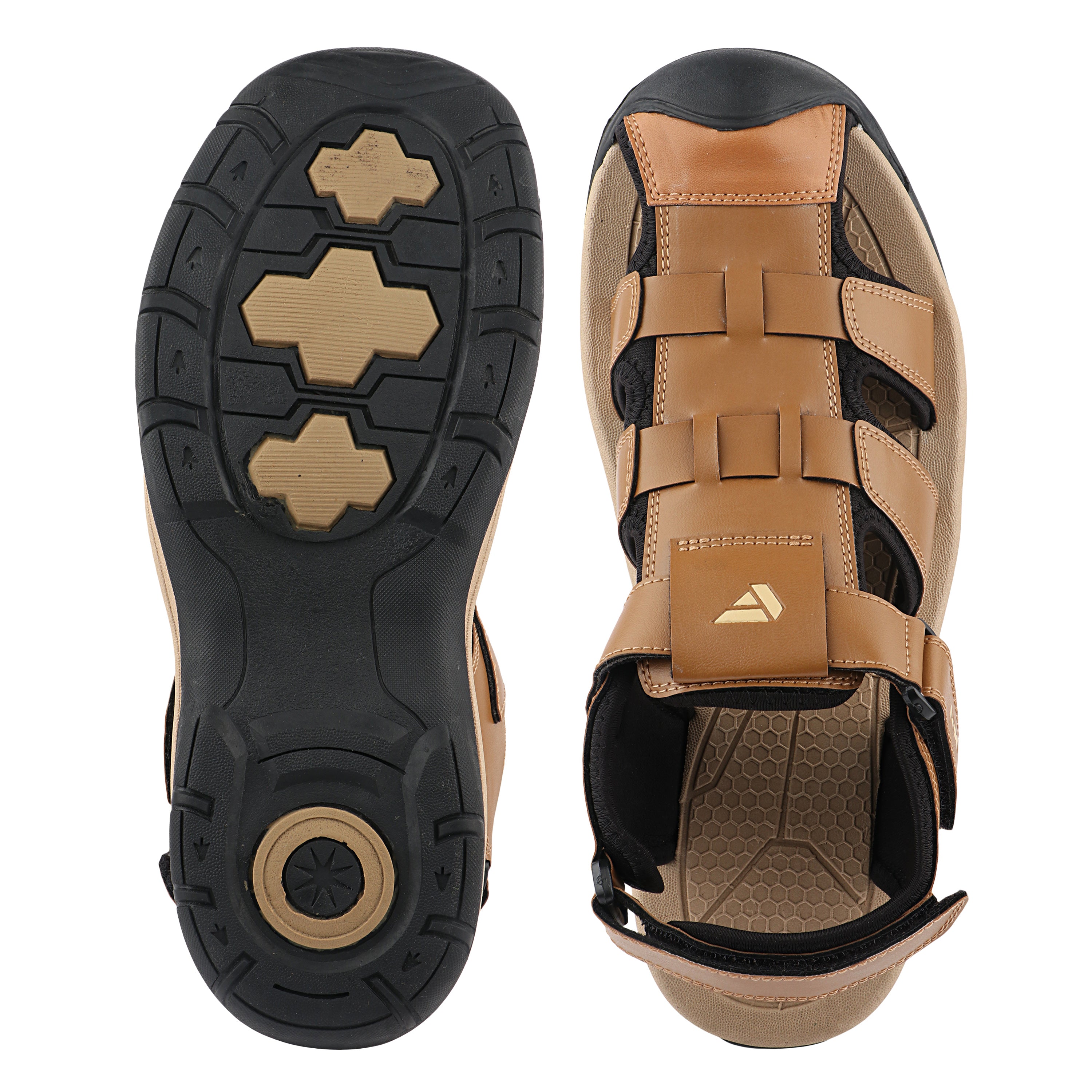FUEL Commando-1 Comfortable Outdoor & Daily Wear  Men’s Flexible Fisherman Sandals with Protective Toe Cap (Tan)