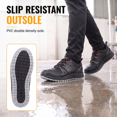 FUEL Flute Synthetic Upper & PVC double density Sole Industrial Steel Toe Safety Shoes for Men (Black)