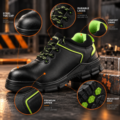FUEL Reevon-05 ISI Mark Work Safety Shoes for Men – 200J Non-Metallic Toe Protection, Kevlar Insole, Breathable Lining & Durable Nitrile Sole