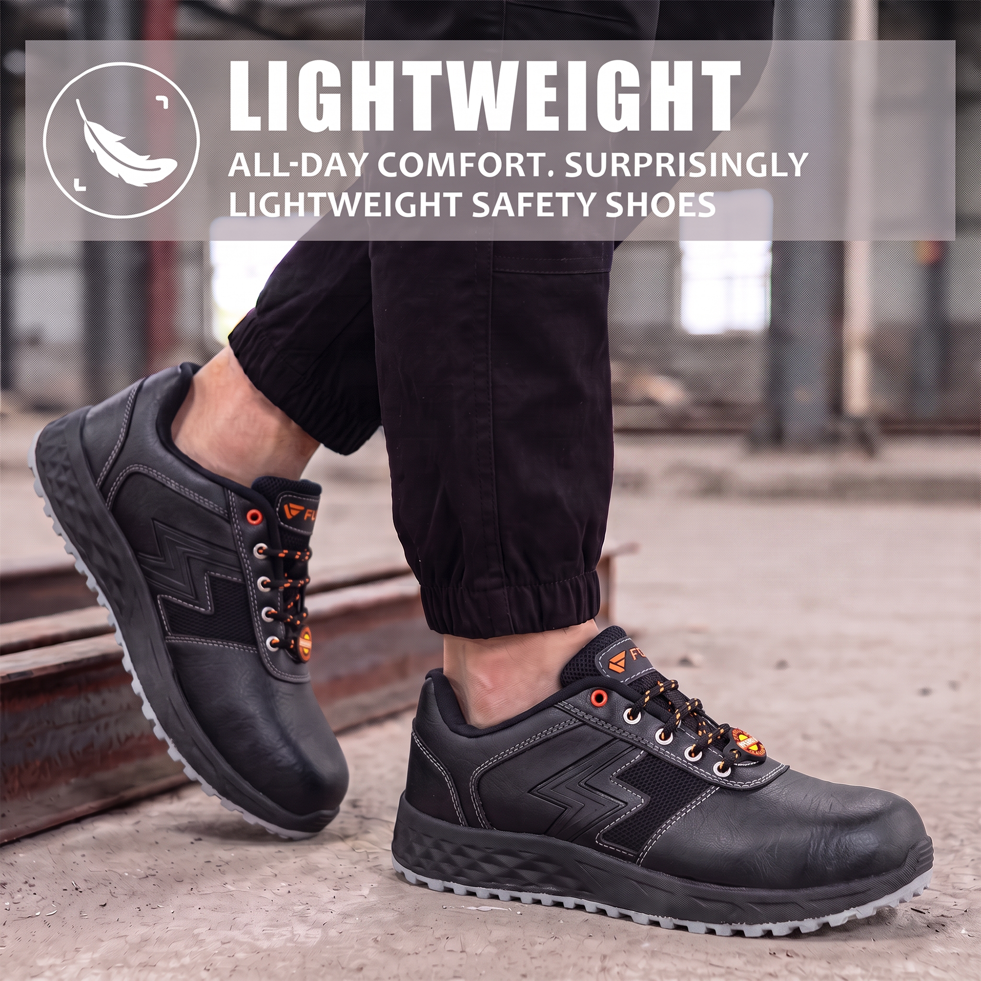 FUEL Gravix Synthetic Upper & PVC double density Sole Industrial Steel Toe Safety Shoes for Men (Black)