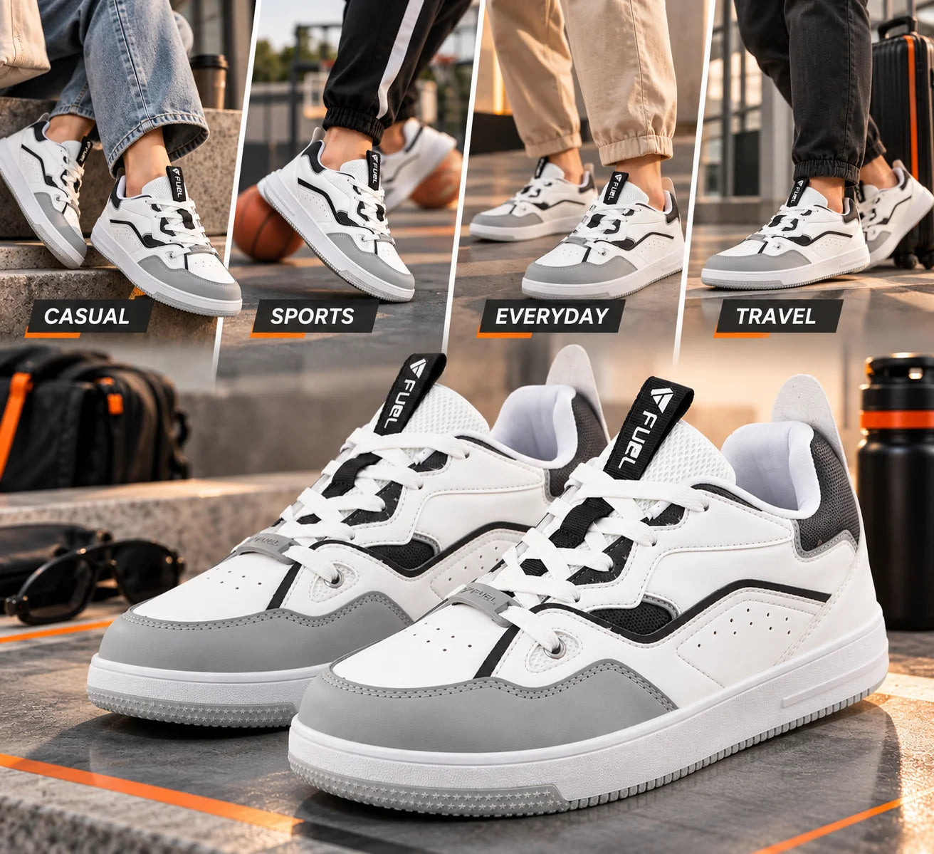 FUEL Nava-02 Sneakers for Men with Style & Comfort  (Grey-White)