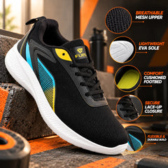 FUEL Rainbow Comfortable and light-weight Sports Shoes For Men (Black)