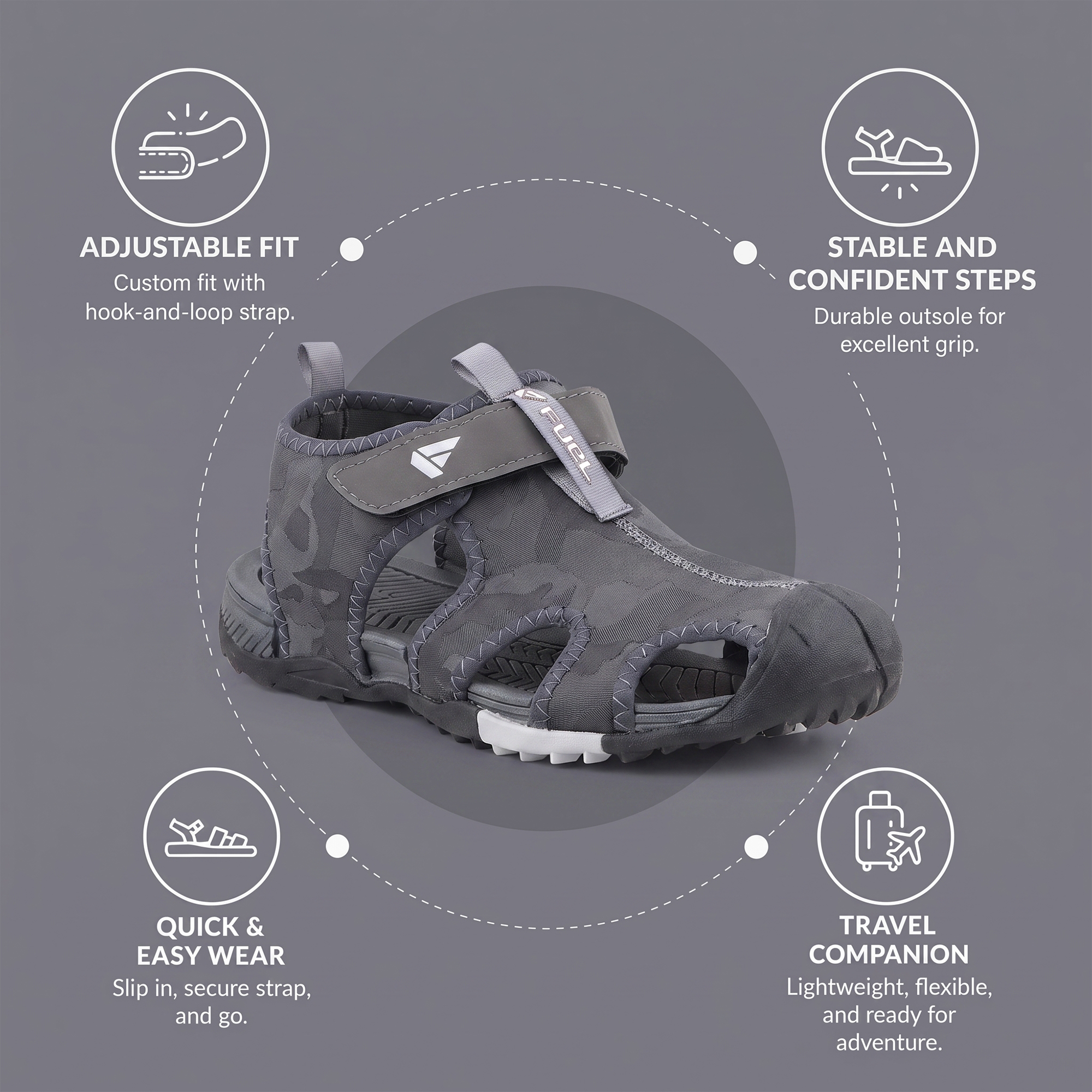 Fuel Soldier-12 Fisherman Sandals for Men (Grey)