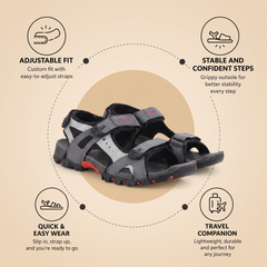 FUEL Timberland-02 Comfortable Casual Sandals for Men (Grey)