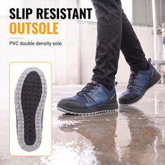 FUEL Flute Synthetic Upper & PVC double density Sole Industrial Steel Toe Safety Shoes for Men (Blue)