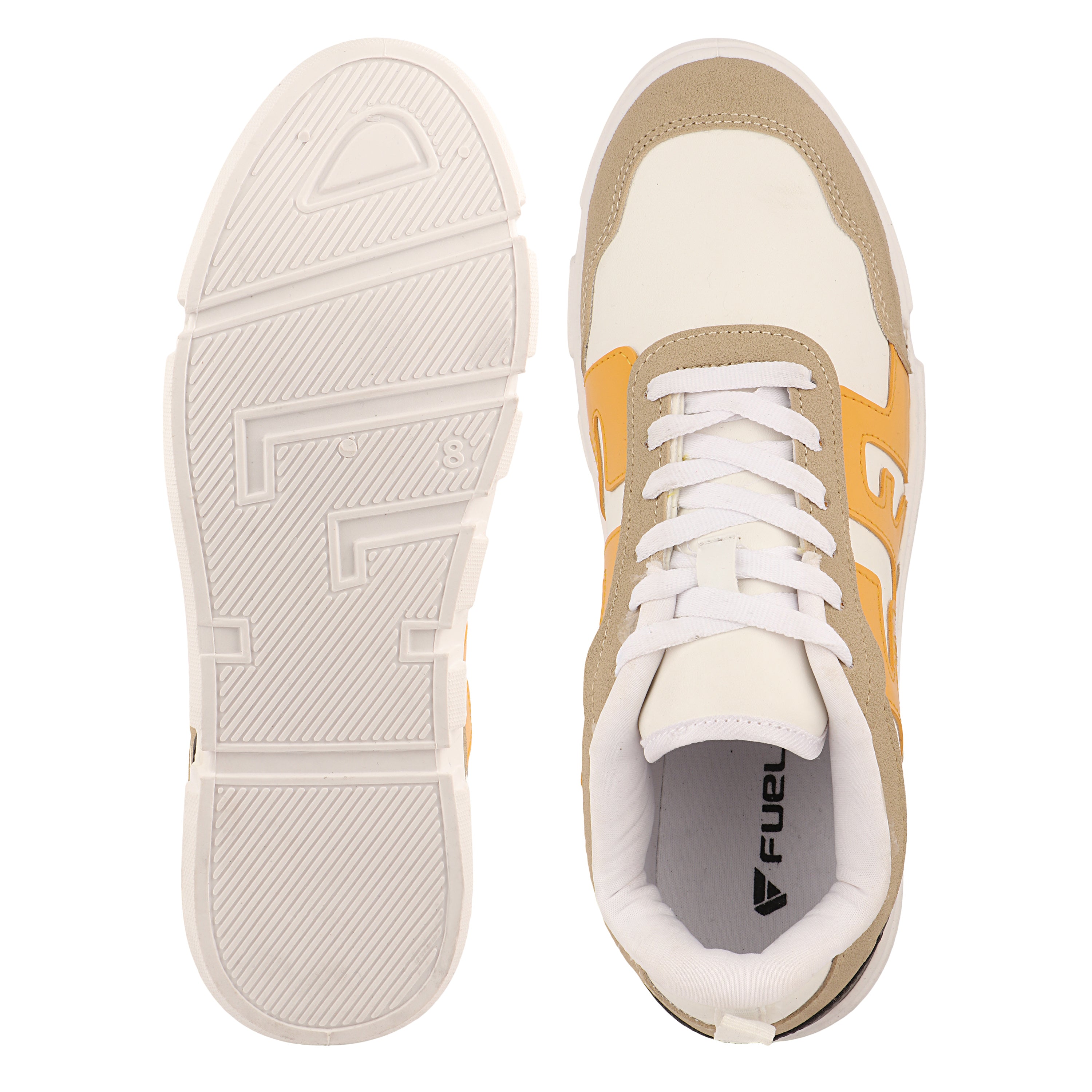 FUEL Striker Athletic Lightweight with Durable PVC Sole and Cushioned Comfort Shoes for Men's (White)