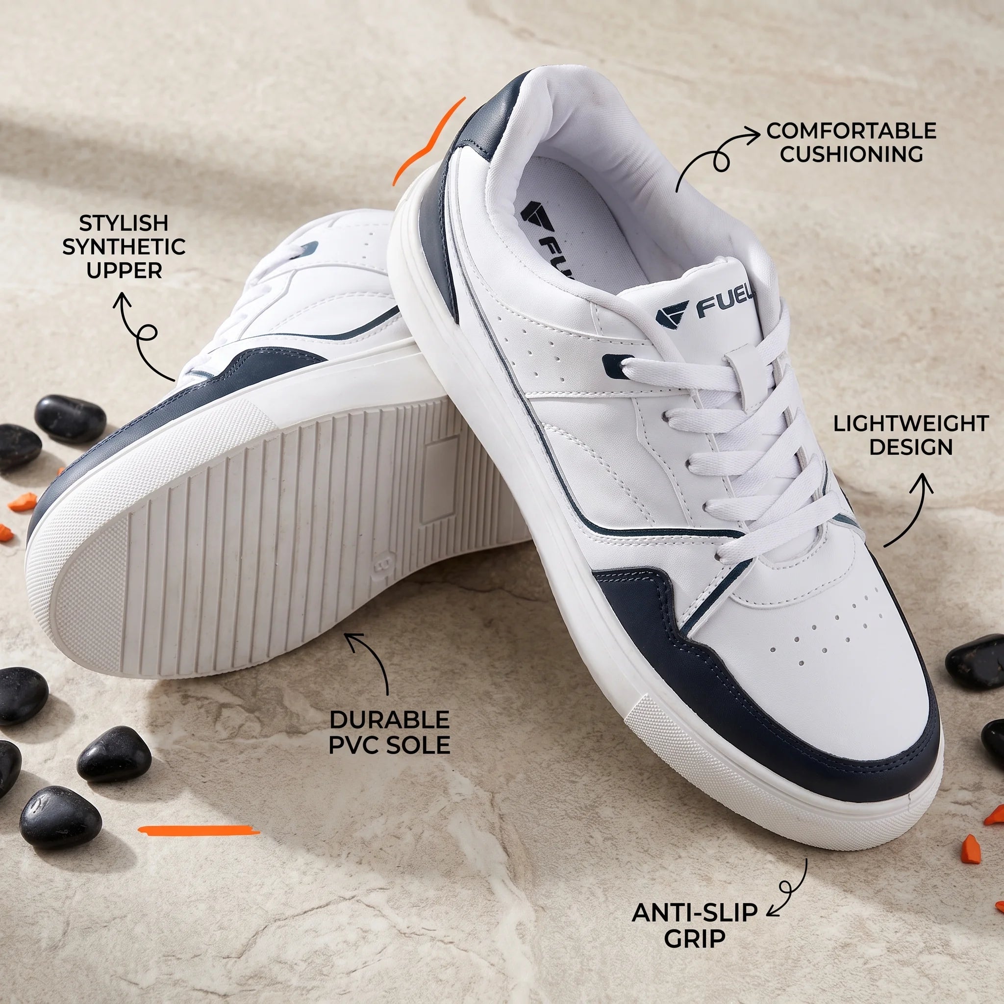 FUEL TED Trendy Lace-Up Sneakers for Men with Non-Slip Sole (Blue)