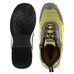 FUEL Defender EVA+Rubber Anti-Slip Sole and Breathable Mesh Upper with Lightweight Composite Toe Lace-Up Industrial Work Safety Shoes for Men's (Black)