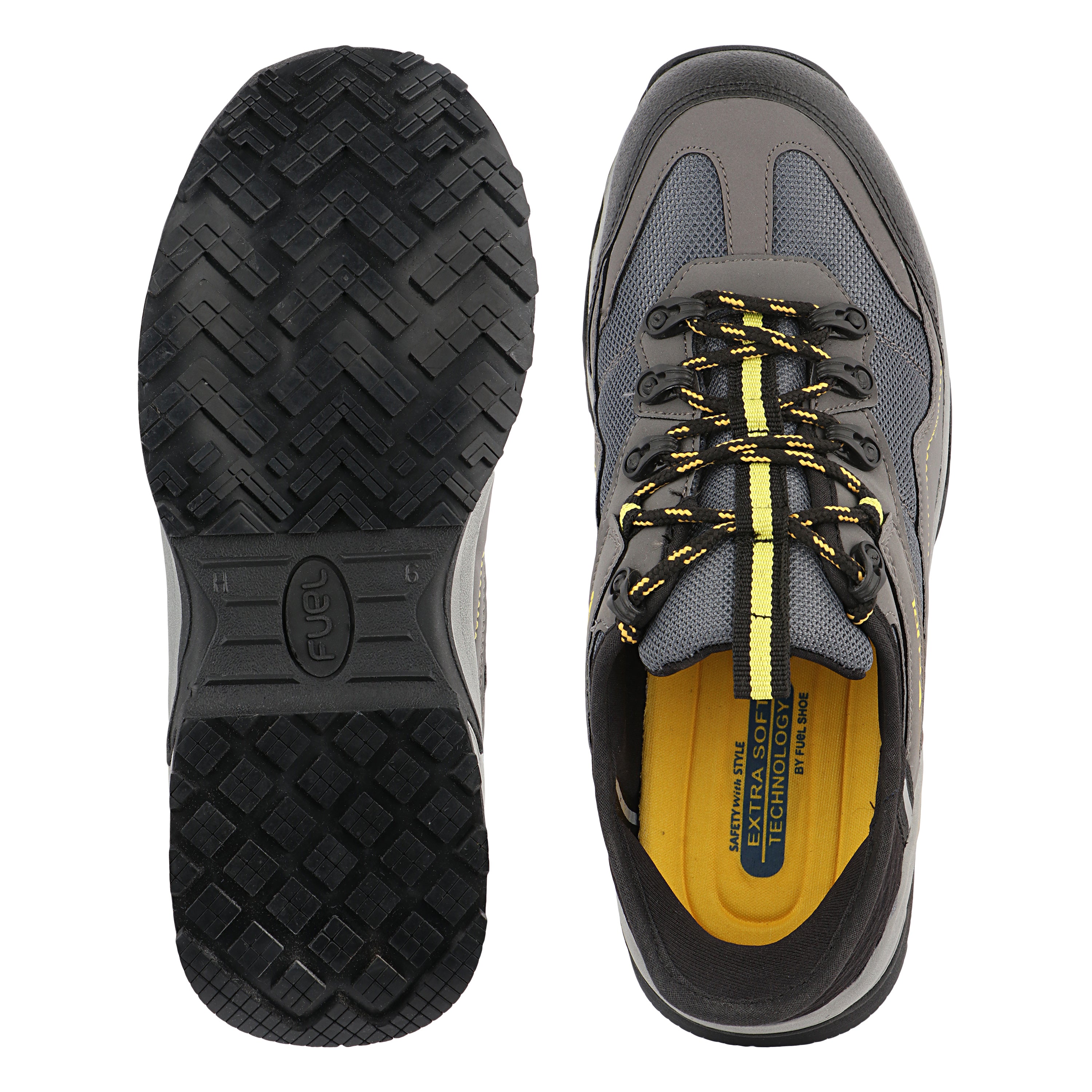 FUEL Futurix Breathable Mesh and Anti-Slip EVA+Rubber Sole with Composite Toe Protection of Industrial Work Safety Shoes for Men's (Grey)