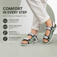 FUEL 2112-02 Men’s Outdoor Comfortable Daily Wear Sports Sandals (Sea-Green)