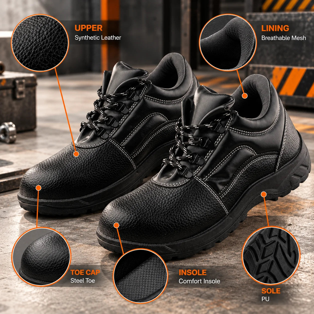 FUEL Arsenal HC Single Density PVC Sole Industrial Safety Shoe For Men's with Steel Toe Cap(Black)
