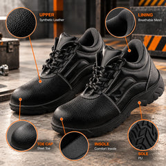 FUEL Arsenal HC Single Density PVC Sole Industrial Safety Shoe For Men's with Steel Toe Cap(Black)
