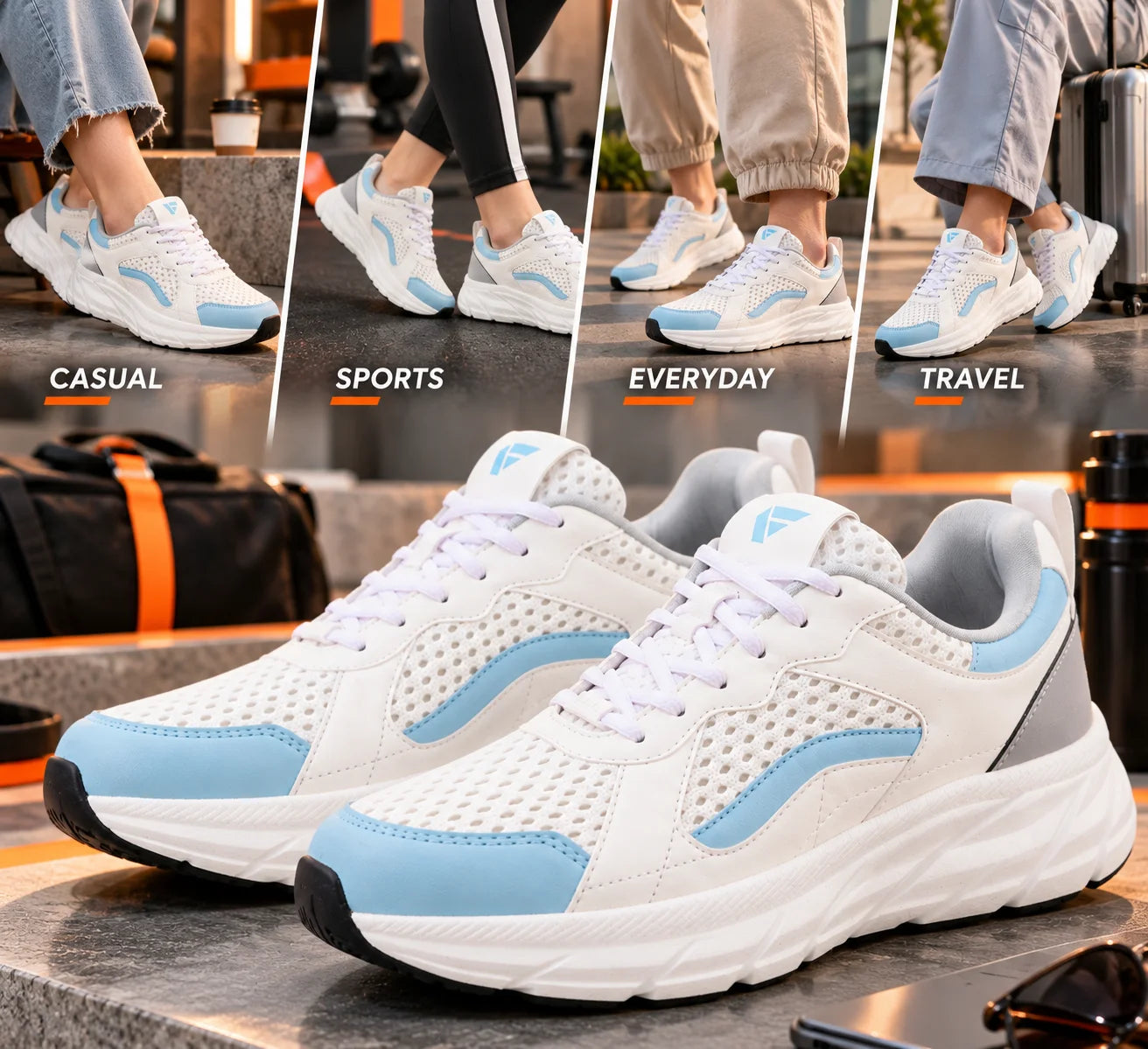 FUEL Nava-03 Comfortable & Light weight Trendy Sports Shoes for Men (Blue-White)