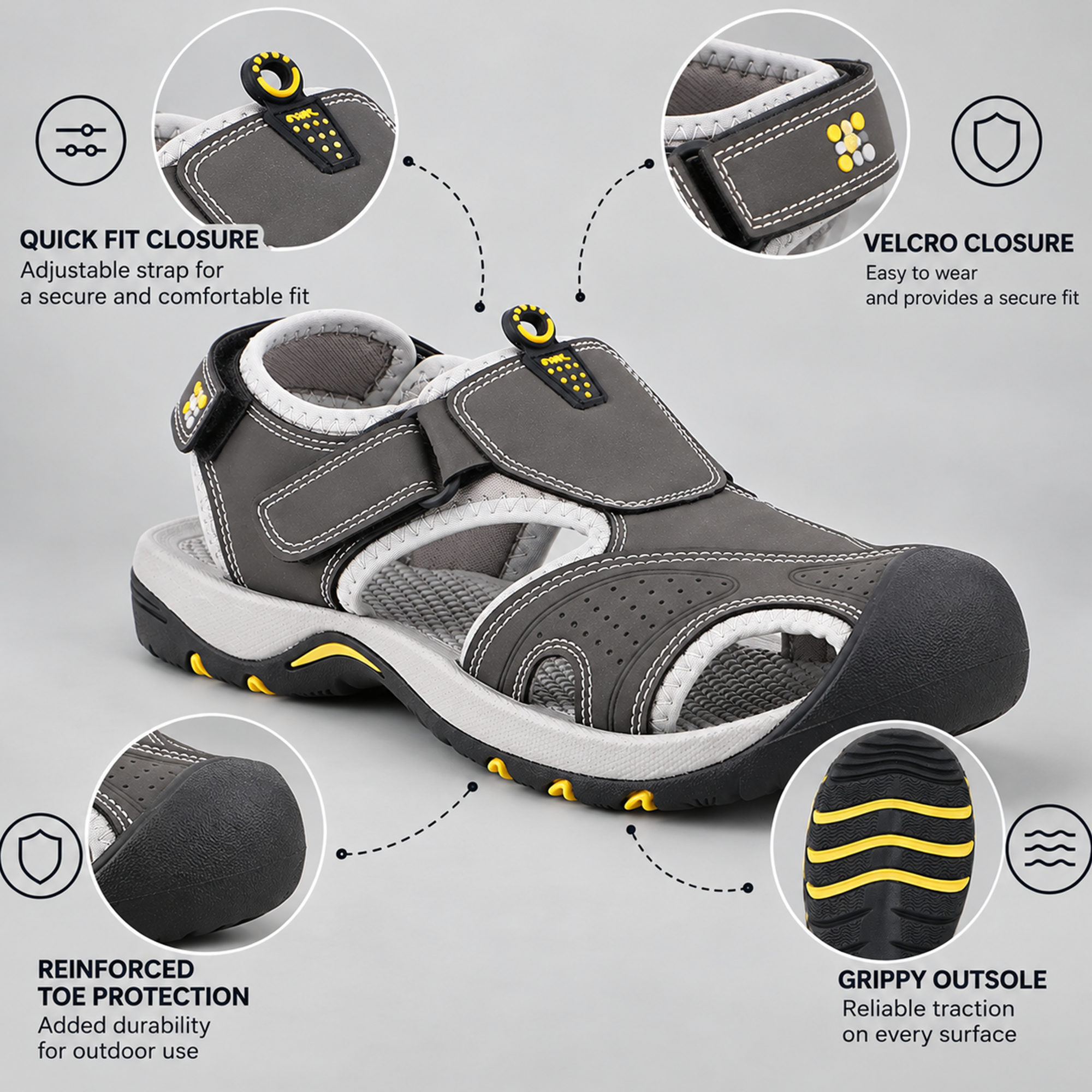 FUEL Soldier-04 Fisherman Sandals for Men (Grey)