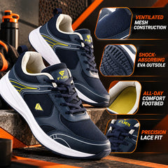 FUEL Carter Athletic Casual & Affordable Anti-Skid Sports Shoes for Men's (Navy-White)