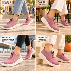 FUEL Lacy Breathable & Cushioned Footbed Running & Walking Lace-Up Women's Sports Shoes (Mauve)