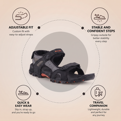 FUEL Timberland-02 Comfortable Casual Sandals for Men (Black)