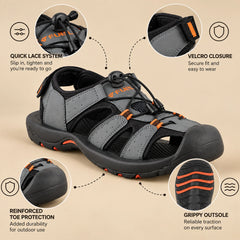 FUEL Soldier-02 Flexible Fisherman Sandals for Men (Grey)