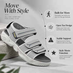 FUEL Keta Comfortable & Lightweight Sports Sandals for Men's (Grey)