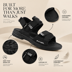 FUEL Combat-01 Breathable & Anti-Skid Outdoor Sandals For Men's (Black)