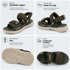FUEL Combat-01 Breathable & Anti-Skid Outdoor Sandals For Men's (Olive)