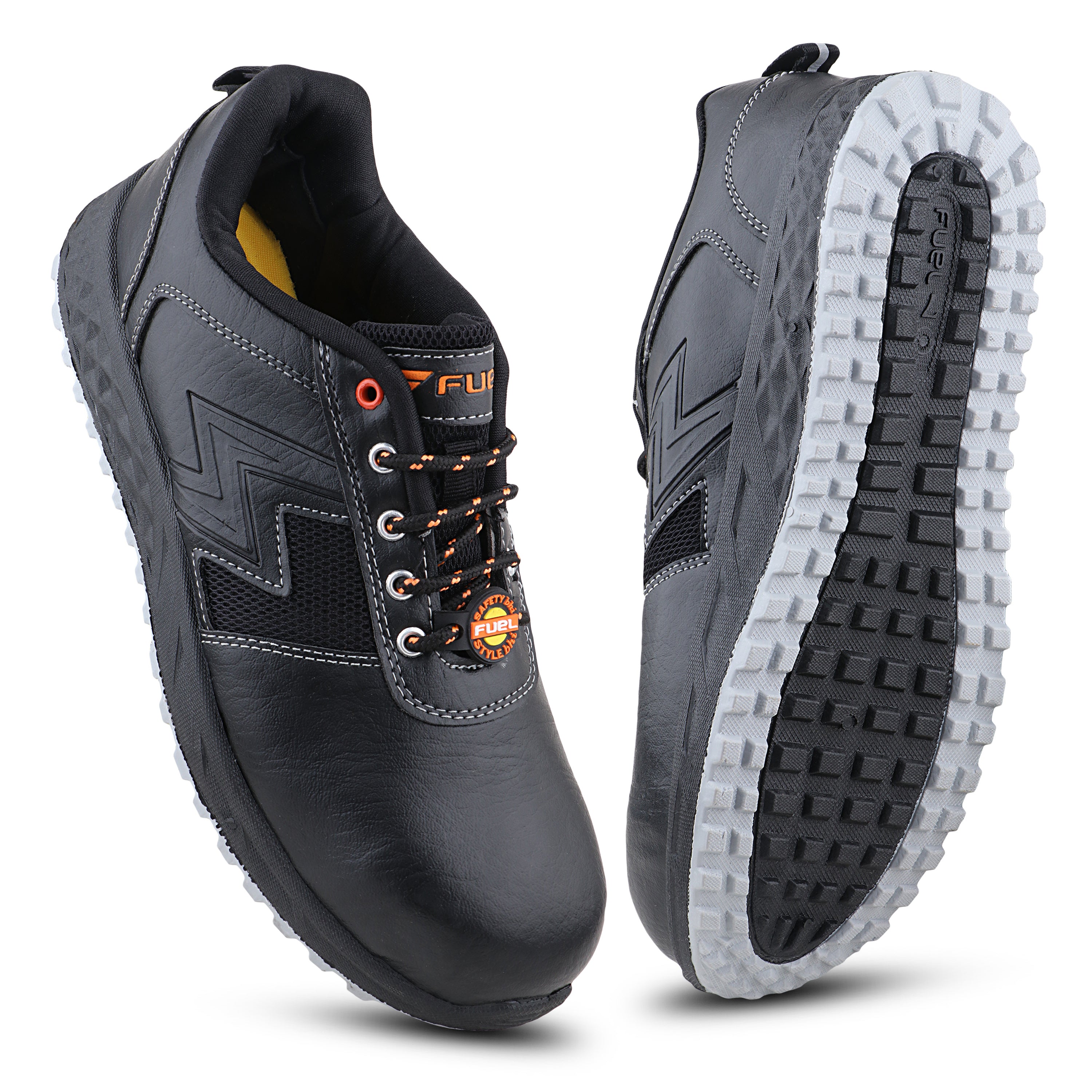 FUEL Gravix Industrial Steel Toe Safety Shoes for Men in Synthetic Upper & PVC double density Sole (Black)